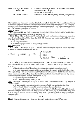 Kì thi chọn học sinh giỏi lớp 9 cấp tỉnh môn thi Hóa học thời gian150 phút (không kể thời gian phát đề)